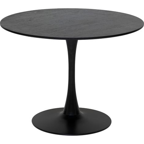 Atmosphera – Table à dîner ronde 102 cm – Noir – MDF et acier – 4 places – Hauteur 76 cm – Plateau frêne – Montage facile en 30 min (1/5)