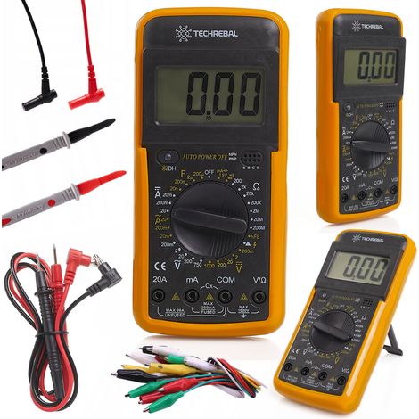 Multimetro Techrebal DT9205A + cavi da 103 cm + cavi con morsetti a coccodrillo