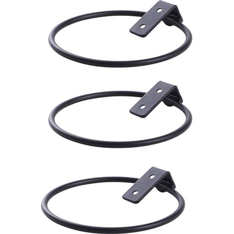 Anillos de soporte plegables de hierro negro para macetas, de 15 cm, para montaje en pared (3 piezas). (1/5)