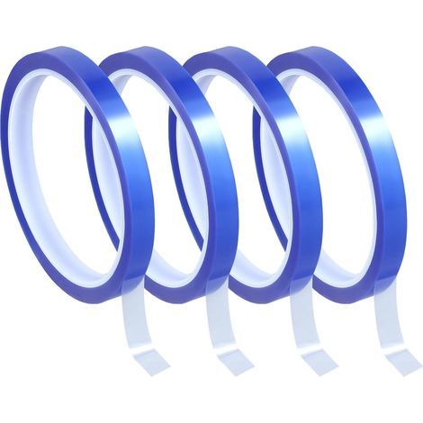 4 Rolls Heating Tape, Heating Tape 10mm x 33m, High Temperature Adhesive Tape, Thermal Tape for Sublimation Printers, Electronic Prints, Thermal Transfer, Printed Circuits, Blue (1/5)