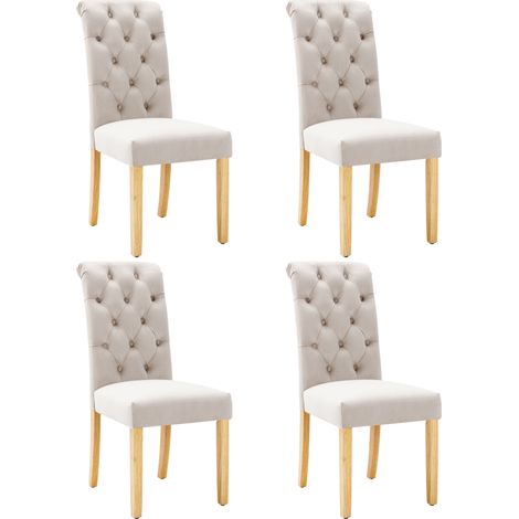 4er-Set Esszimmerstühle aus Samt mit Eichenbeinen, gesteppte Rückenlehne, Beige MODENUIT (1/5)