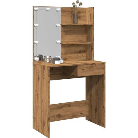 vidaXL Dressing Table with LED Artisan Oak 74,5x40x141 cm