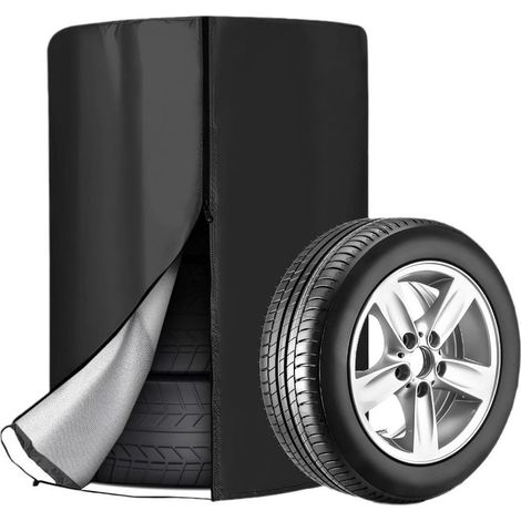 Housses Pneus Auto, 85 x 120 cm Sac Pneu Voiture, Couverture de Pneu Universelle pour 4, Imperméable Housse de Protection pour Pneu de Voiture, Sac de Rangement pour Pneus, pour 4 Pneus (Noir) (1/5)