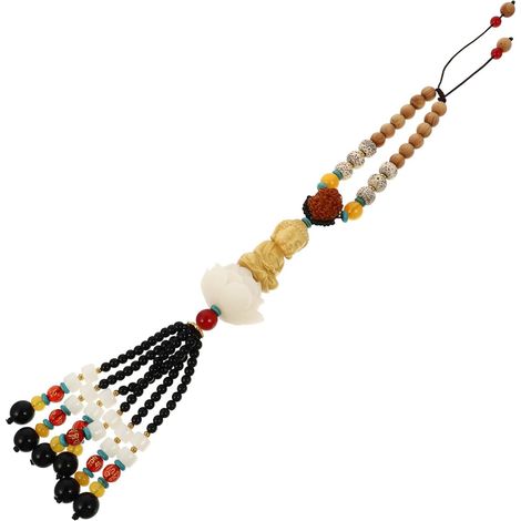 Pendentif Bouddha en Bois Léger pour Voiture Perles, Ornement Suspendu Créatif et Portable, Décoration Chic pour Paquet ou Intérieur Maison (1/5)
