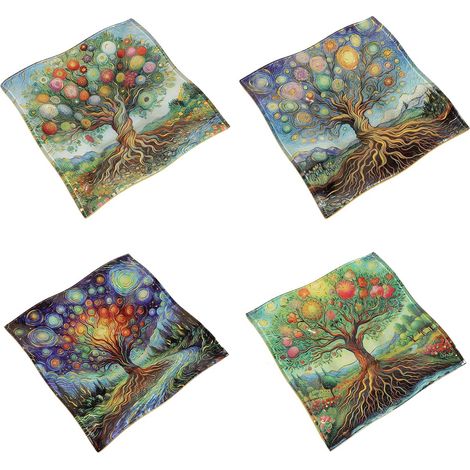 Piatto in vetro con albero della vita - Decorazione da tavola colorata (1/5)