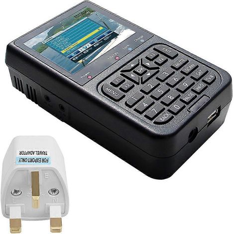 Praktischer digitaler Signalanalysator, FTA DVB-S-Empfänger mit 3,5"-LCD-Bildschirm, UK-Stecker, für Satellitenanzeige und Frequenzsuche.