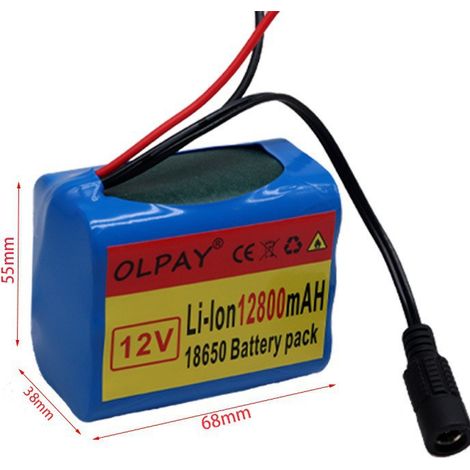 Batterie lithium 18650 3S2P 12V 12800mAh rechargeable avec BMS+ et charge (1/4)
