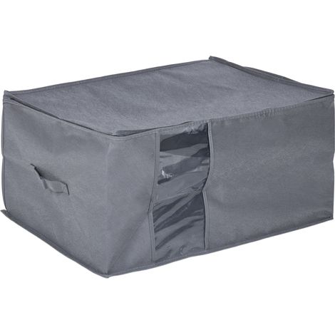 Contenitore pieghevole salvaspazio sottoletto 30 x 60 x 45 cm con pratica finestra di visualizzazione in stile moderno in tessuto grigio 130012102