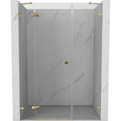 Mexen Lunar porta doccia battente sinistra 160 cm, trasparente, oro - 834S-160-050-50-00-L (1/5)