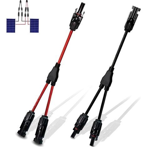 1 Cable Panneau Solaire, Câble Solaire 6 Mm2, Connecteur MC4(1 À 2 Branches), Y Connecteurs Câble, Panneaux Solaires, Rouge Et Noir, Cable Mc4, Panneau Solaire Ecoflow (1/5)