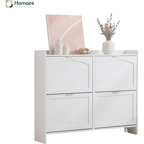Colonnes de rangement en tissu blanc avec couchage coulissant 110 x 24 x 90 cm HOMAIRE (1/5)