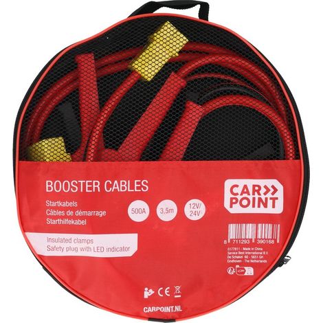 CABLES DEMARRAGE AVEC PRISE SECURITE 500A 3,5M 6/12/24V (PINCES & POIGNEES ISOLEES) CARPOINT (1/5)