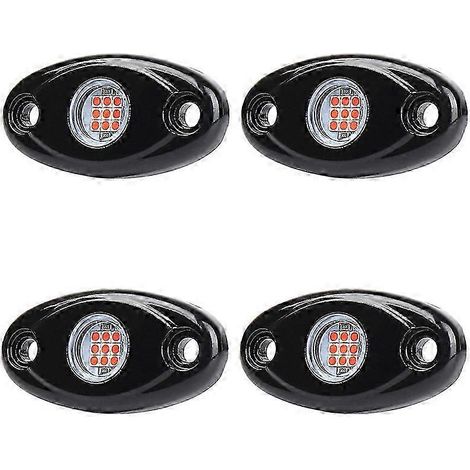 Kit de 4 projecteurs LED étanches pour roches, éclairage de dessous de caisse, compatible avec camions, quads, bateaux tout-terrain - Rouge (1/5)