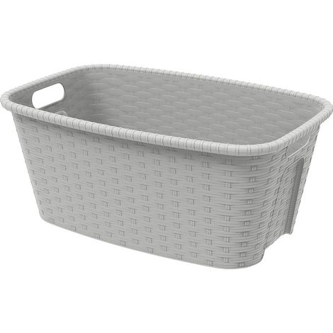 Panier à linge 35l. 59,5x39,5x25cm imitation osier/rotin crème mondex (1/2)