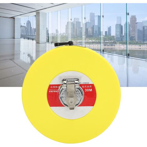 Mètre ruban en fibre de verre jaune 12501, 30 m, ruban de mesure rond manuel pour chantiers de construction (1/5)