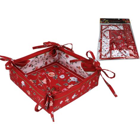 Panier à pain, pain en tissu, motif floral, petit carmani (1/5)