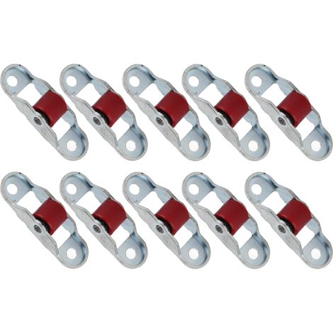 Set mit 10 Gleitrollen für Türen und Fenster, geräuscharme Kunststoffrollen, Einzelrad mit Fuß, 12-mm-Beschläge (1/5)