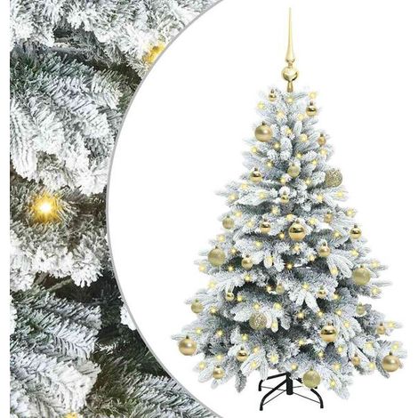 Sapin de Noël artificiel avec 150 lumières LED blanches, 120 cm de haut, en PE et PVC. (1/5)