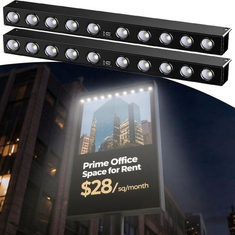Confezione da 2 applique solari da esterno, con ricarica automatica e interruttore on/off, ideali per insegne pubblicitarie e recinzioni, 10 LED. (1/5)