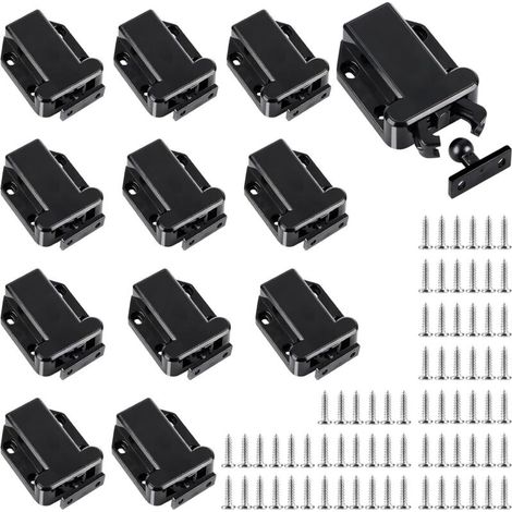 12 unidades de pestillos táctiles para armario, cierre de puerta con tornillos para muebles, puertas y armarios (1/5)