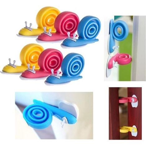 Set mit 6 niedlichen, schneckenförmigen Türstoppern, Schutz vor Fingern, Kindersicherheit für Türen und Fenster, 360° drehbar (1/4)