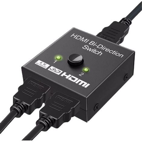Conmutador HDMI 4K 60 Hz, divisor HDMI de aluminio, manual, bidireccional, 1 entrada, 2 salidas o 2 entradas, 1 salida, compatible con 4K, 3D, 1080P, HDCP 2.2, HDR, compatible con PS5, PS4, Xbox, repr (1/4)