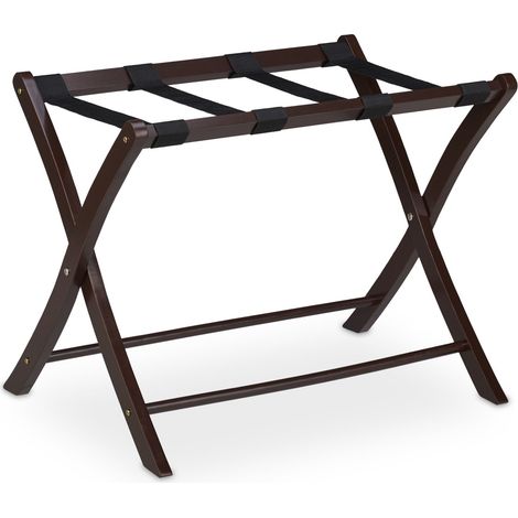 Pratico portabagagli pieghevole salotto o camera da letto 52,5 x 66,5 x 48 cm in legno marrone 130004434