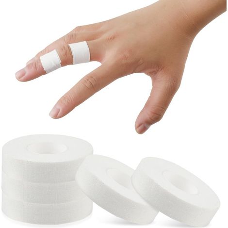 Cinta adhesiva blanca, cinta de protección para dedos, cinta deportiva de algodón, cinta adhesiva, adhesivo para yeso 1,5 cm x 10 m (1/5)