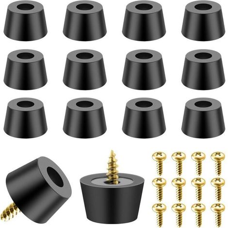 Teaaha, 12 Pieds en Caoutchouc à Visser Lot, Pieds Antidérapants en Caoutchouc Noir pour Meubles, Électronique et Application (1/4)