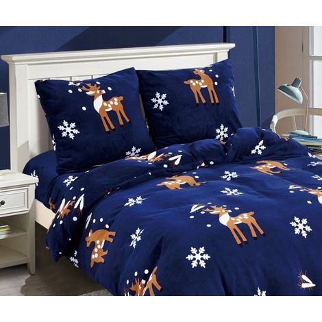 BIANCHERIA DA LETTO IN MICROFIBRA "ORSO" 140x200 NATALE CASHMERE AL TATTO