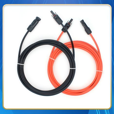 Zweifarbiges Solarmodul-Verlängerungskabel mit MC4-Stecker, 4 m rotes + schwarzes Aderpaar, 14 AWG (1/3)