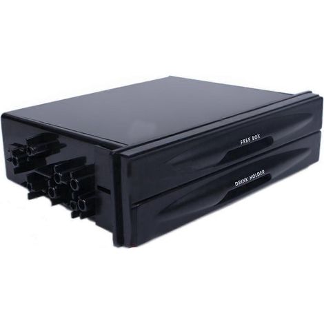 Universelle Halterung für Getränkebecher im Auto, kompatibel mit Doppel-DIN-Autoradios, schwarz. (1/5)