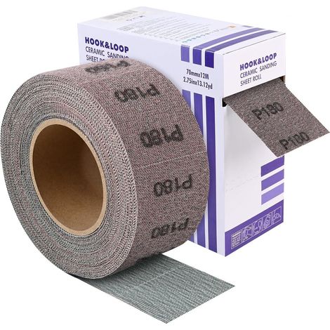 Netz Schleifpapier Rolle P180 Klett 70mm x 12m für Holz, Metall, Wand (1/5)