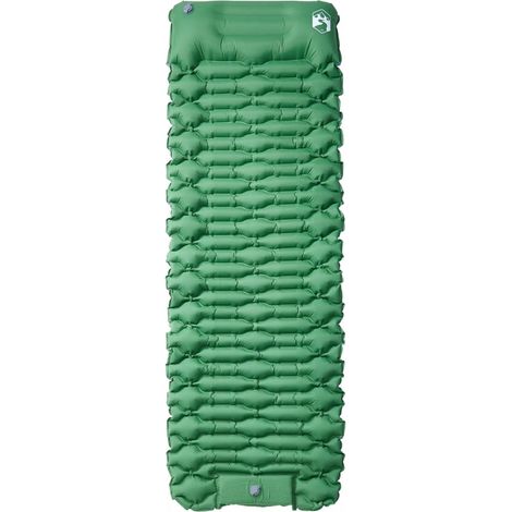 Matelas de camping autogonflant avec oreiller 1 personne vert