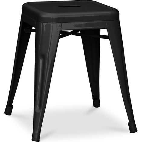 Tabouret Design Industriel - 45cm - Nouvelle Édition - Stylix Noir (1/5)