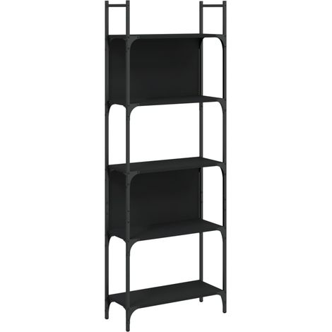Libreria a 5 Ripiani Armadio per Libri Nera 60,5x24x166,5 cm in Legno Multistrato (1/4)