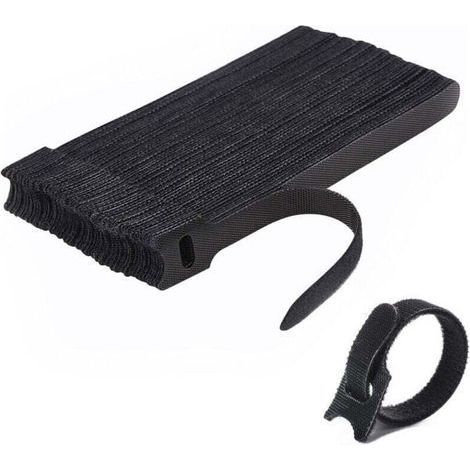 Attache Cable[50 Pcs], Sangles Sangles Câble, Réutilisables Serre Cable, Organisateur Rangement Cable, pour Attacher Les Câbles, Gaines, Fils PC, Fils Électriques etc(Noir) (1/4)