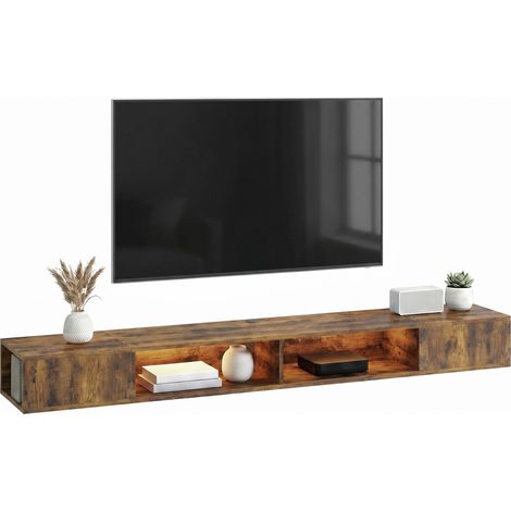 HOMCOM TV Stand with RGB LED Lights for 75-Inch TV, Rustic Brown (1/5)