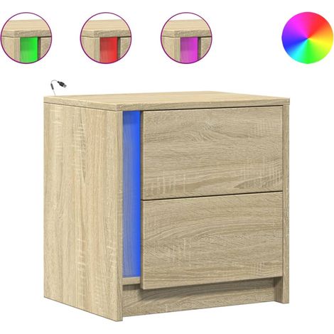Maison Exclusive - Comodini con Luci LED 2pz Rovere Sonoma in Legno Multistrato