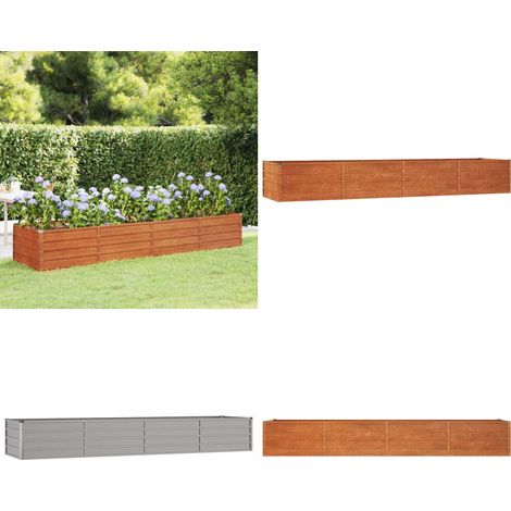 Lit surélevé de jardin rouillé 320x80x45 cm acier corten - Jardiniere - Lit Surélevé - Acier Corten - Plante - Décoration Extérieur - Home & Living (1/5)