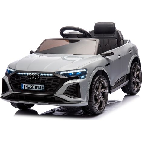Auto Elettrica Bambini Audi SQ8 e-Tron 12V Con Licenza Ufficiale Sedile in Pelle Ruote EVA Telecomando 2.4GHz Luci LED MP3 Soft Start Porte Apribili Auto 3–6 Anni Grigio