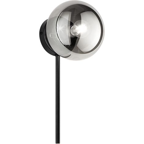 Applique D15 cm JEWEL in metallo Nero e diffusore in vetro soffiato Fume' (1/2)