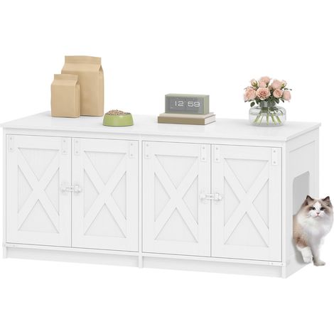 Maisonnette pour chat – Bac à litière caché pour 2 chats – Dimensions 119 x 48 x 53,5 cm – Matériau panneau de particules