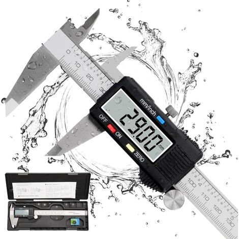 Pied a Coulisse,Pied à Coulisse Digital 150mm Acier Inoxydable Grand Écran LCD Précision Réglable 0.01mm,mm/inch conversion,Résiste aux Eclaboussures
