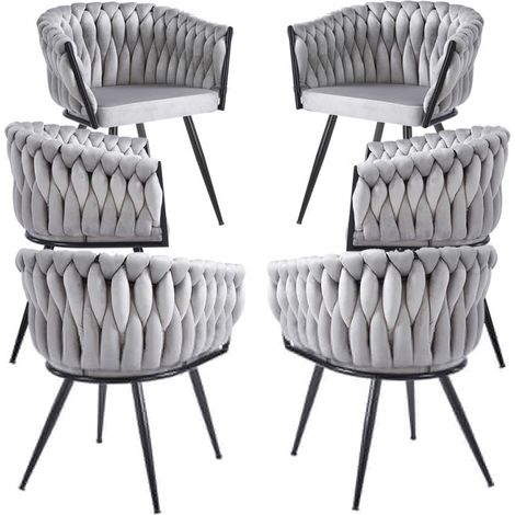 Packs Sillas Comedor - Pack 6 Sillas Widny Black Terciopelo - Gris claro (1/5)