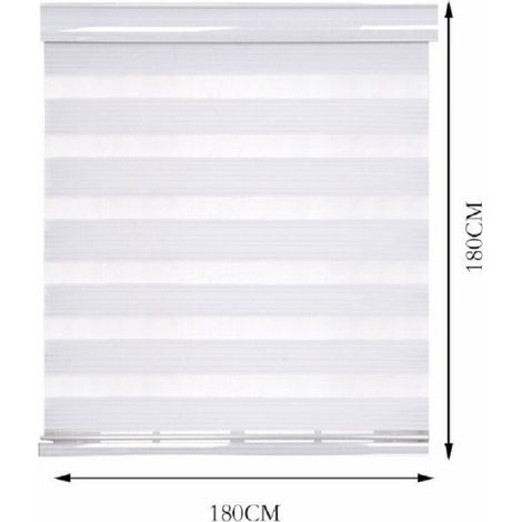 TrAdE Shop Traesio - Tenda A Rullo Doppio Oscurante Interni Senza Foratura Avvolgibile Finestre Porte - Bianco -180X180CM -
