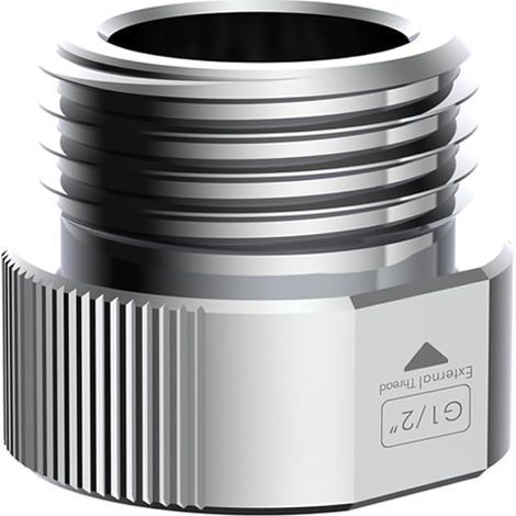 Adaptateur réducteur, réducteur G1/2" (BSPP 1/2") vers G3/8" (BSPP 3/8"), raccords de tuyauterie en laiton chromé, raccords de plomberie connecteur de tuyau d'eau (G3/8 femelle vers G1/2 mâle) (1/5)