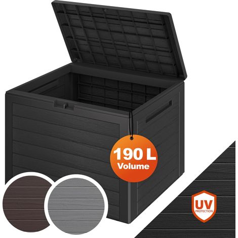 Casaria – Coffre de jardin 190 L en plastique résistant aux intempéries – Couvercle rabattable avec verrouillage – Poignées latérales pour transport facile – Dimensions 78 x 44 x 55 cm