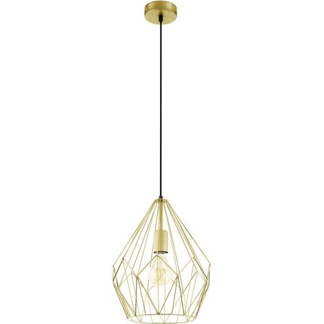 Eglo Lampada a sospensione Carlton, lampada a sospensione a uno punto luce vintage, lampada a sospensione retrò in acciaio, oro, attacco E27 (1/5)