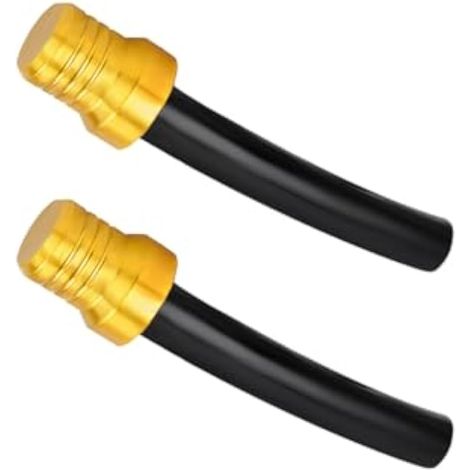 Ohleats Lot de 2 tuyaux de reniflard de carburant, tube d'aération unidirectionnel CNC avec capuchon en aluminium, tube d'aération pour moto tout-terrain (jaune, tuyau noir) (1/5)